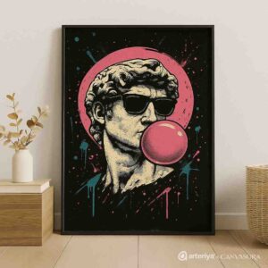 modern pop art canvas, statue pop art wall art, contemporary sculpture painting, luxury modern wall decor, statement wall art for living room