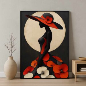 Modern wall art 30x48 inch, abstract woman silhouette painting, luxury canvas wall art, contemporary fashion wall décor, minimalist modern painting, premium framed canvas for living room