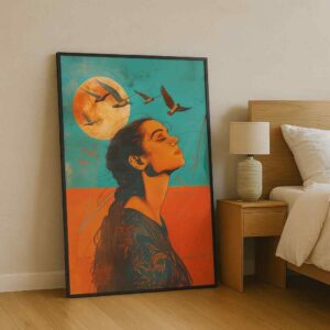 Abstract woman wall art, modern portrait canvas painting, woman face wall art for bedroom, contemporary wall painting 30x48 inch, large canvas painting, artistic wall décor for home, premium framed wall art, modern abstract wall painting, designer wall art for living room, emotional art canvas, statement wall art