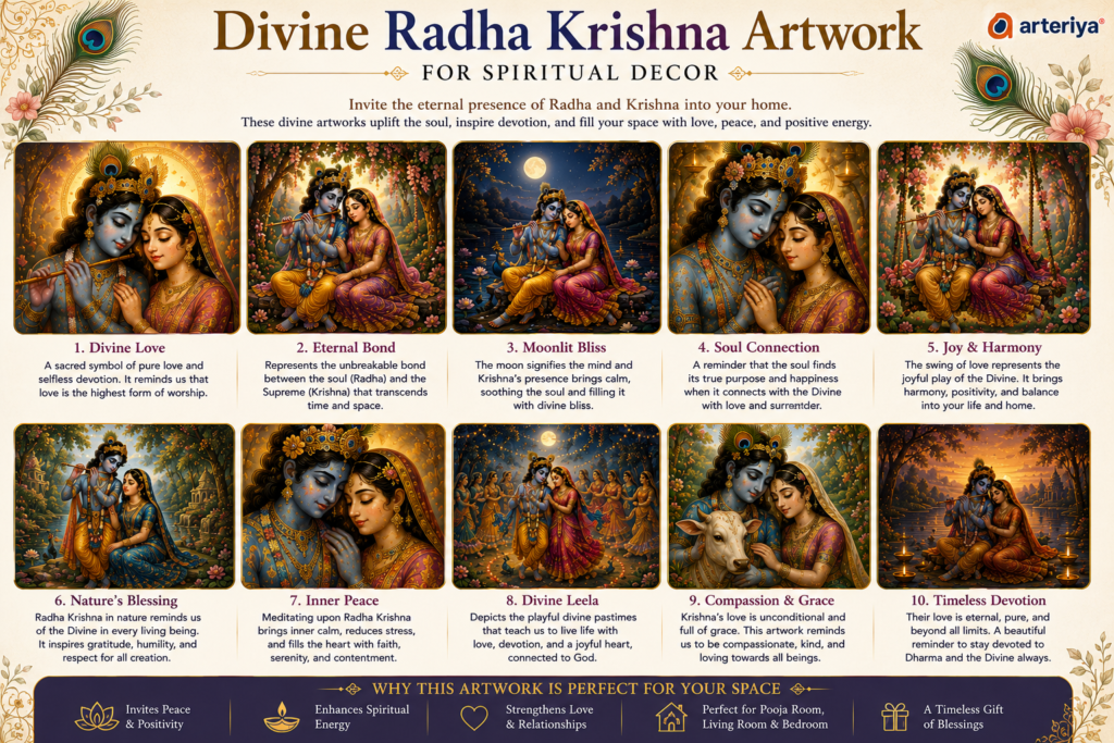 Divine Radha Krishna Artwork for Spiritual Decor