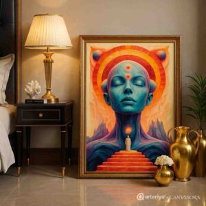 Spiritual Surreal Meditation Painting | Cosmic Contemporary Wall Art - Image 4