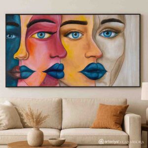 Modern Abstract Face Contemporary Canvas Wall Art - Image 3