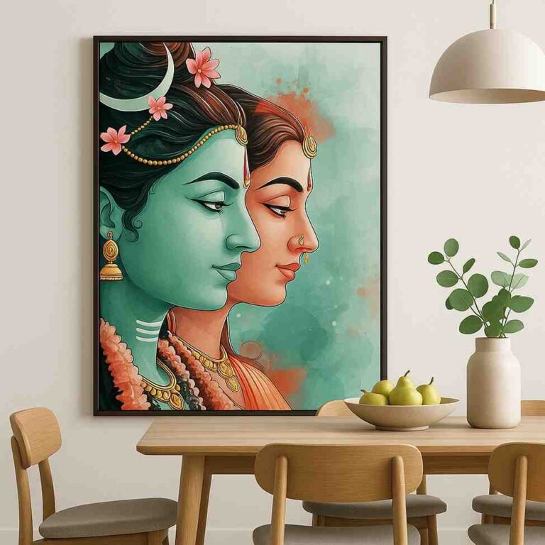 shiv parvati painting, shiva parvati wall art, spiritual canvas painting, hindu god wall décor, divine couple artwork, lord shiva canvas art, parvati portrait painting, indian spiritual wall art, contemporary religious artwork, meditation room wall décor, luxury spiritual canvas, devotional wall painting, modern hindu artwork, premium canvas wall art, sacred indian art