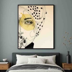 Discover a stunning minimalist abstract portrait canvas painting featuring expressive sketch detailing and modern contemporary elegance. Perfect luxury wall décor for modern interiors.