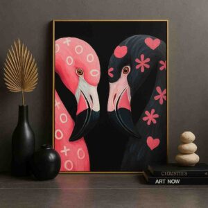 flamingo wall art, pink flamingo painting, modern animal canvas art, contemporary flamingo artwork, decorative bird wall art, black and pink canvas painting, luxury modern wall décor, flamingo canvas print, abstract flamingo artwork, modern home wall art, animal portrait painting, minimalist flamingo art, designer wall décor, premium canvas wall art, stylish flamingo painting