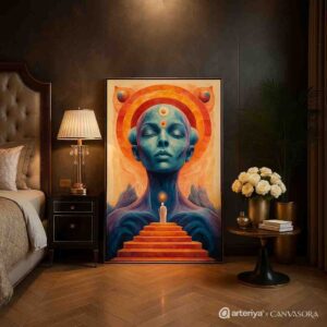 Spiritual Surreal Meditation Painting | Cosmic Contemporary Wall Art - Image 2