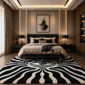 Black & White Abstract Modern Carpet & Rug - Image 3