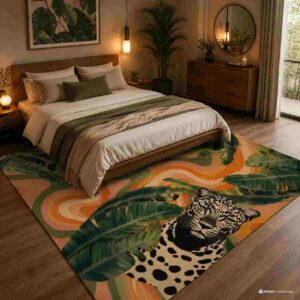 Tropical Leopard & Botanical Modern Rug - Image 2