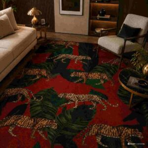 Tropical Leopard & Tiger Jungle Print Area Rug - Image 2