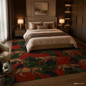Tropical Leopard & Tiger Jungle Print Area Rug - Image 3