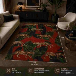 Tropical Leopard & Tiger Jungle Print Area Rug - Image 4