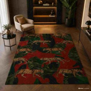 Tropical Leopard & Tiger Jungle Print Area Rug - Image 5