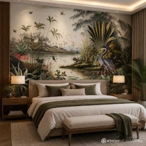 Tropical Jungle Lake Wall Wallpaper