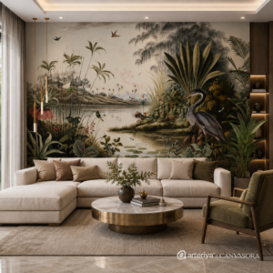 Tropical Jungle Lake Wall Wallpaper