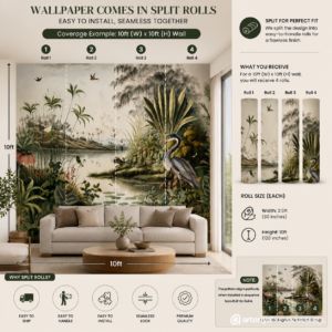 Tropical Jungle Lake Wall Wallpaper