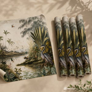 Tropical Jungle Lake Wall Wallpaper