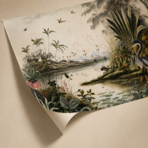 Tropical Jungle Lake Wall Wallpaper