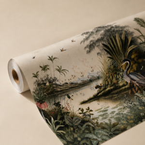 Tropical Jungle Lake Wall Wallpaper