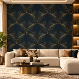 Navy Blue and Gold Geometric Wallpaper - Image 2