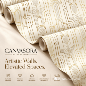 Luxury Art Deco Arch Wallpaper – Ivory & Gold