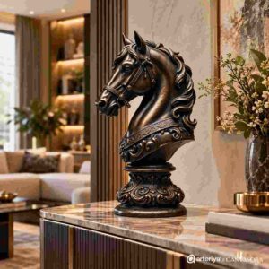 Majestic Horse Bust Decorative Figurine – Antique Bronze