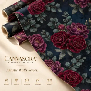 Luxury Burgundy Rose Floral Wallpaper