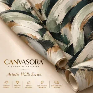 Abstract Textured Luxury Wallpaper in Sage Green, Charcoal and Gold