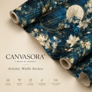 Luxury Navy Blue and Gold Floral Wallpaper - Image 5