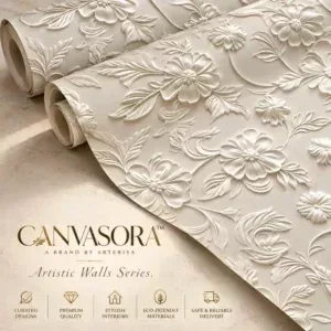 Luxe Ivory Floral Embossed Wallpaper