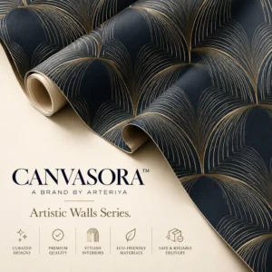 Navy Blue and Gold Geometric Wallpaper