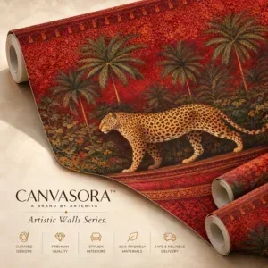 Luxury Red Jungle Leopard Wallpaper