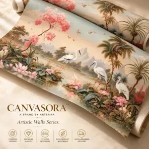 Luxury Tropical Landscape & Swan Mural Wallpaper