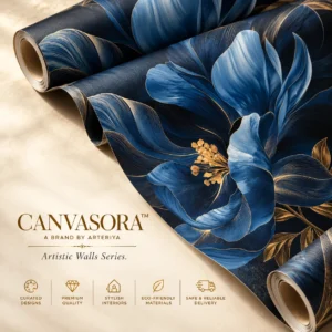 Luxury Navy Blue Floral Wallpaper