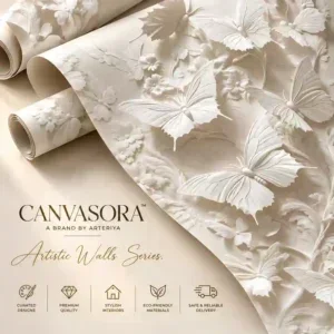 Ivory Embossed Butterfly & Floral Wallpaper