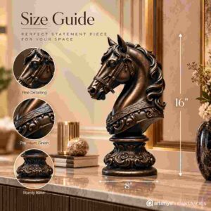 Majestic Horse Bust Decorative Figurine – Antique Bronze - Image 5