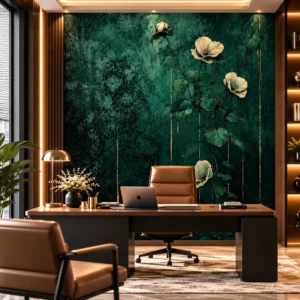 Emerald Green Floral Wallpaper - Image 2