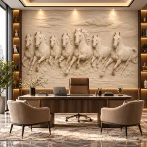 Embossed Galloping Horse Mural Wallpaper - Image 2