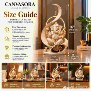 Divine Ganesha Decorative Statue – 16" Cream & Gold - Image 5