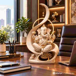 Divine Ganesha Decorative Statue – 16" Cream & Gold - Image 2
