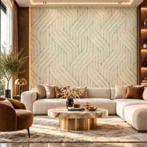 Beige and Gold Geometric Luxury Wallpaper - Image 4