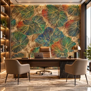Luxury Multicolour Botanical Wallpaper with Gold Detailing - Image 2