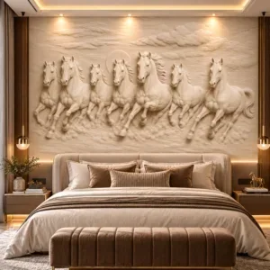 Embossed Galloping Horse Mural Wallpaper - Image 3