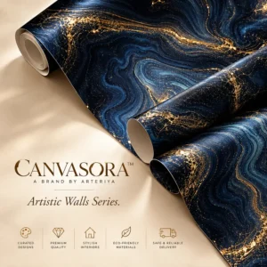 Luxury Navy Blue and Gold Abstract Marble Wallpaper