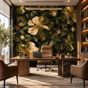 Luxury Black and Gold Floral Wallpaper - Image 3