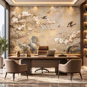Luxury Blossom & Birds Botanical Wallpaper - Image 2