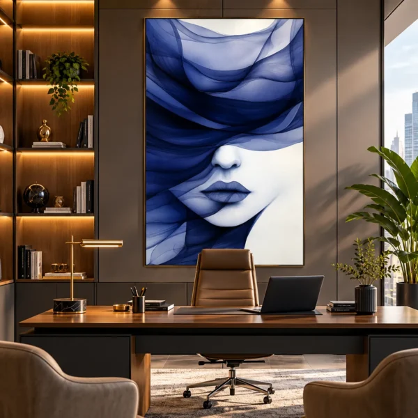 Abstract Blue Veil Woman Wall Art