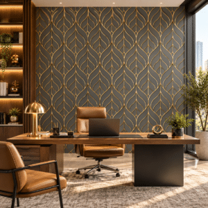Luxury Grey & Gold Leaf Pattern Wallpaper - Image 3