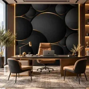 Black and Gold Abstract Geometric Wallpaper - Image 3