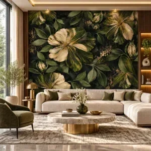 Luxury Black and Gold Floral Wallpaper - Image 4