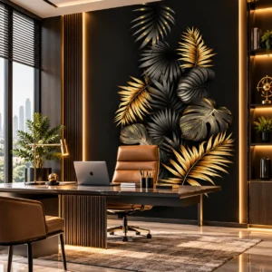 Luxury Black & Gold Tropical Botanical Wallpaper - Image 4